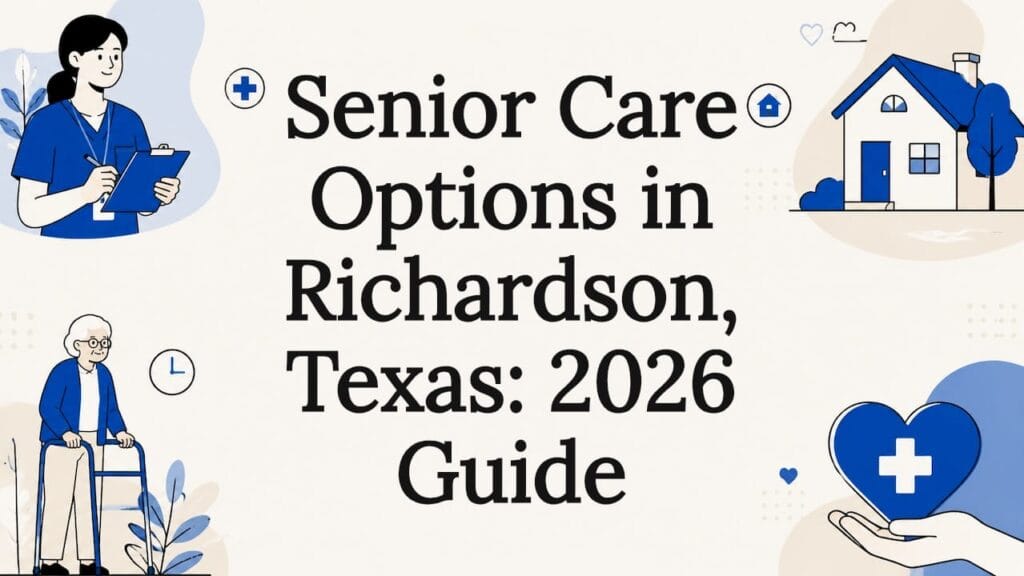 Illustrated senior care title card design