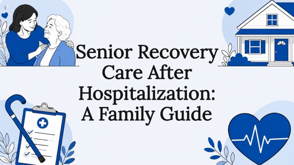 Decorative title card illustration for senior care article