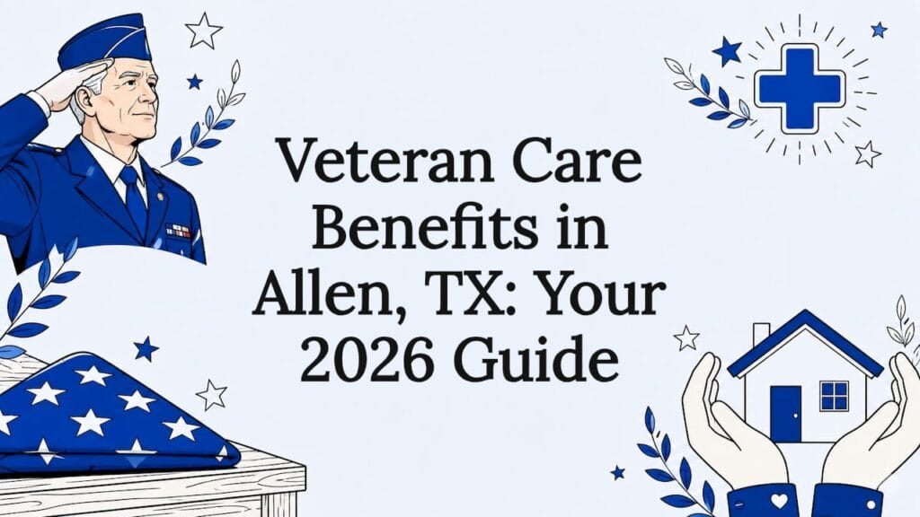 Decorative illustration for article title card on veteran care benefits