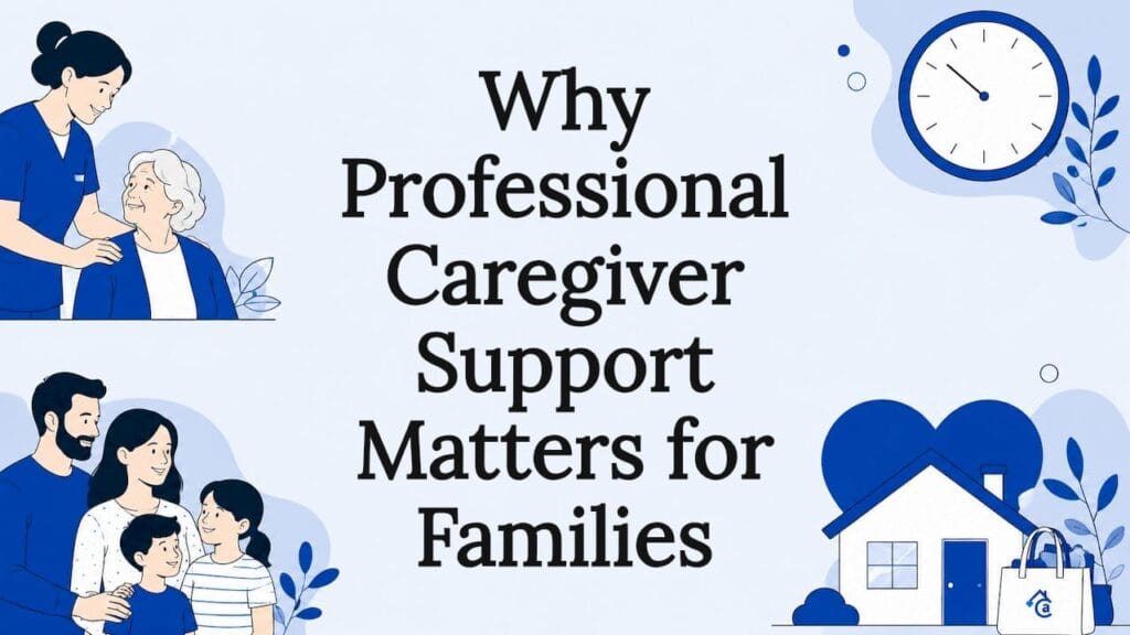 Decorative title card illustration for caregiver support