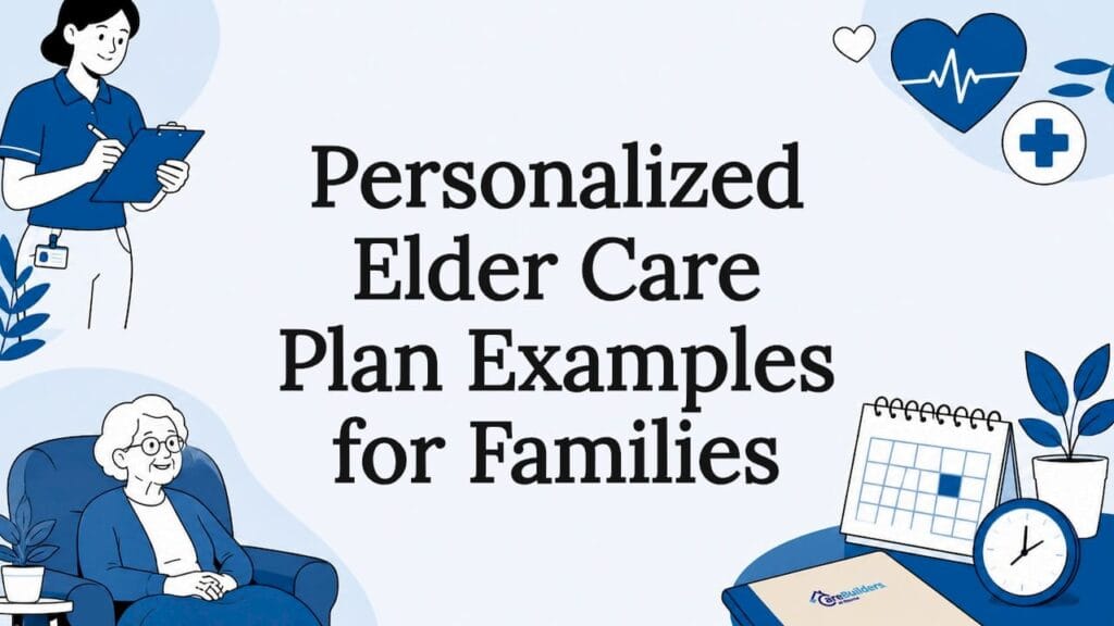 Decorative elder care title card illustration