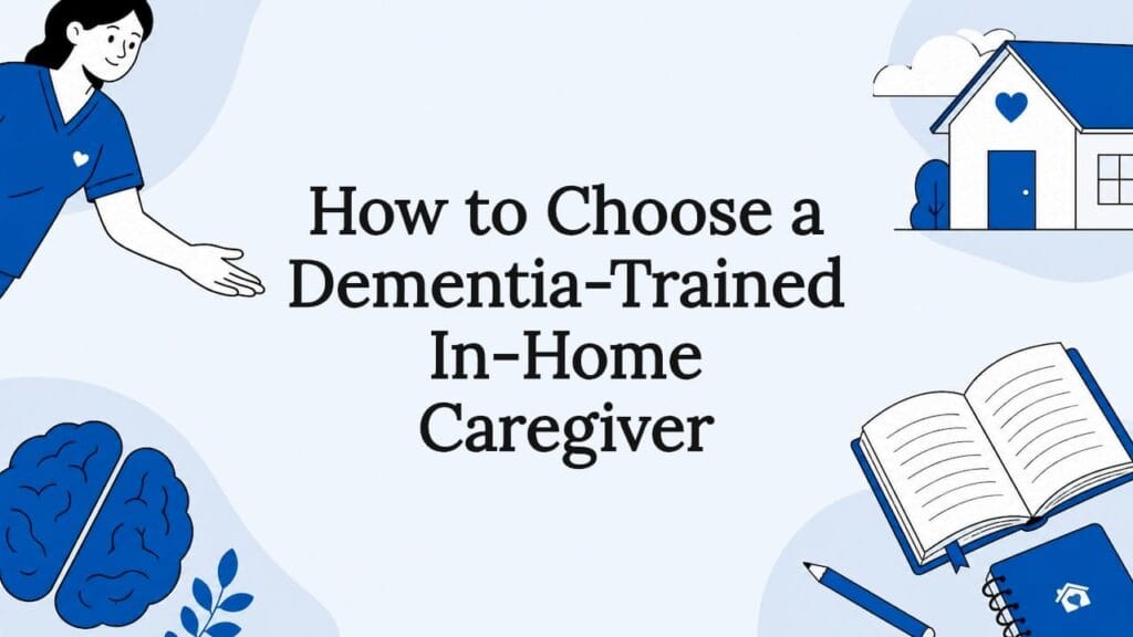 Title card illustration with dementia care icons