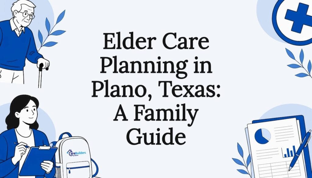 Decorative elder care title card illustration