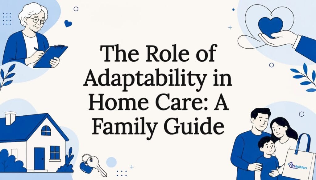 Decorative title card illustration for home care adaptability