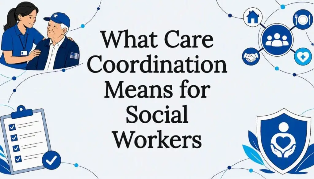 Decorative title card illustration for care coordination article