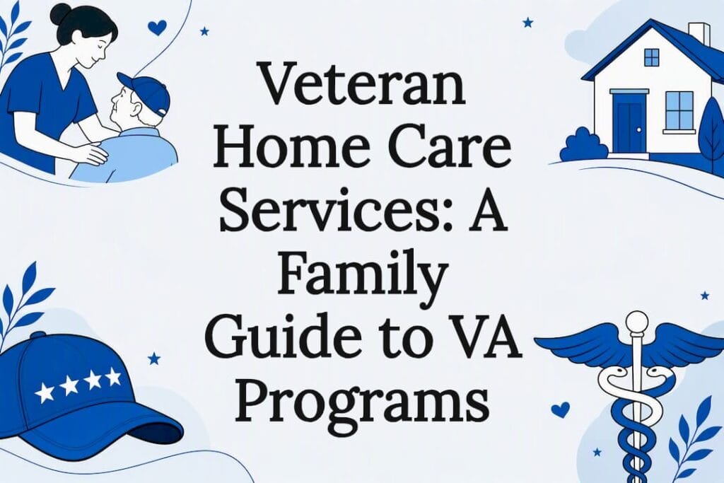 Decorative title card illustration for veteran home care