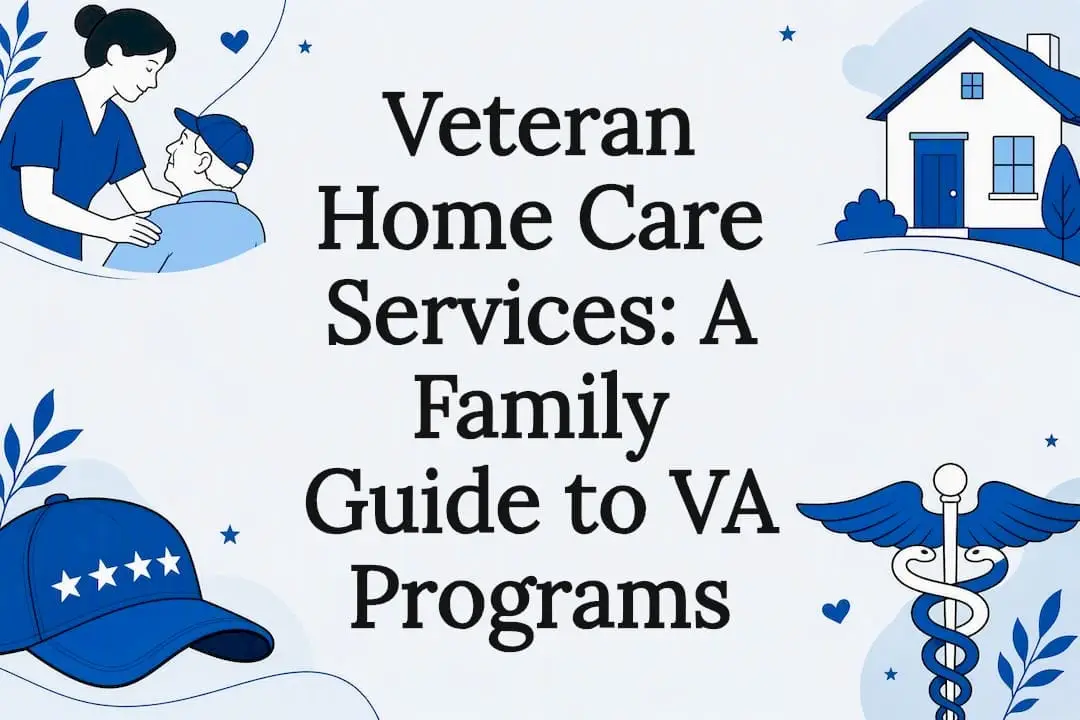 Decorative title card illustration for veteran home care