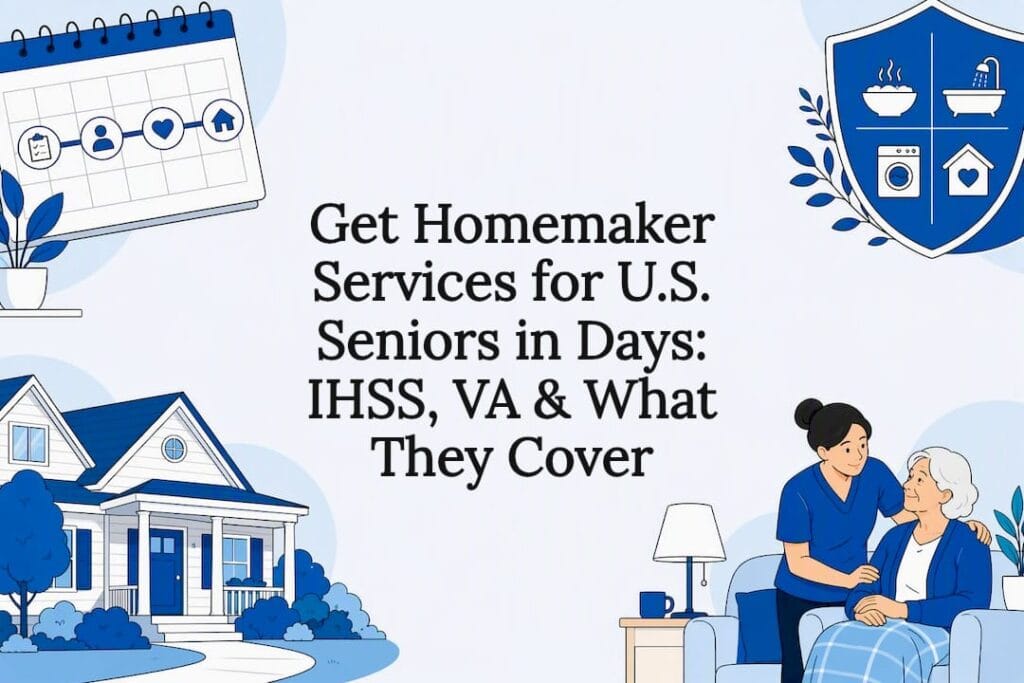 Illustrated senior home care benefits title card