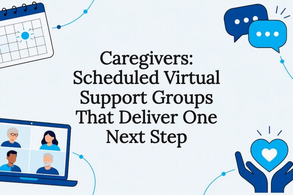 Virtual caregiver support group title card