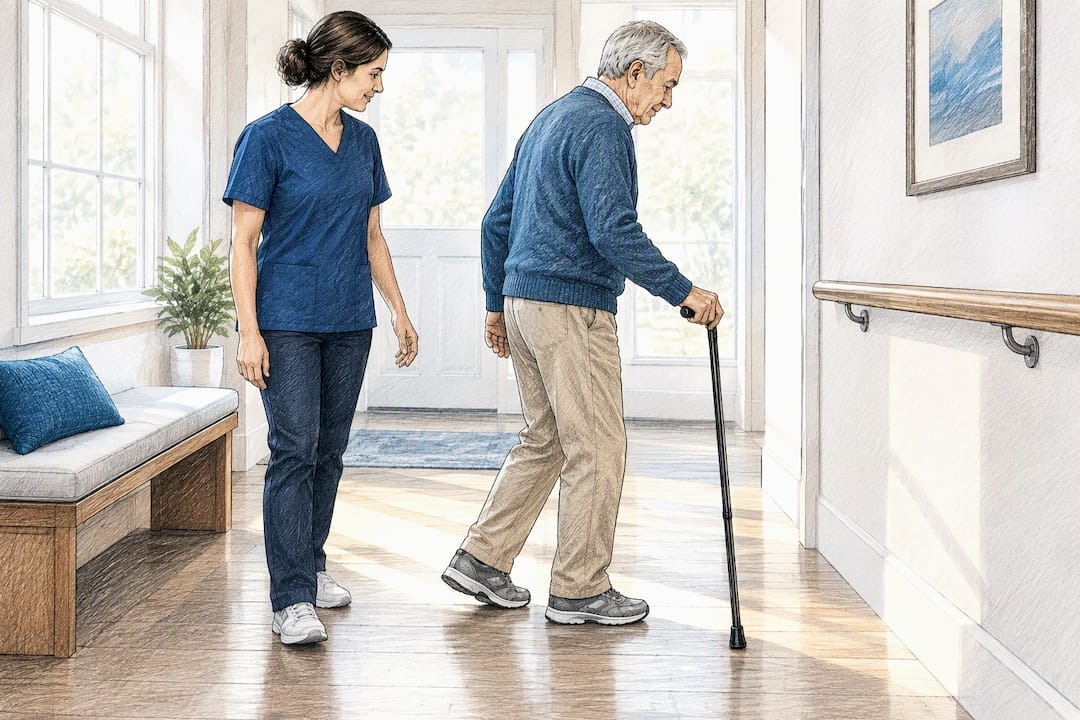 Older adult practicing safe morning mobility