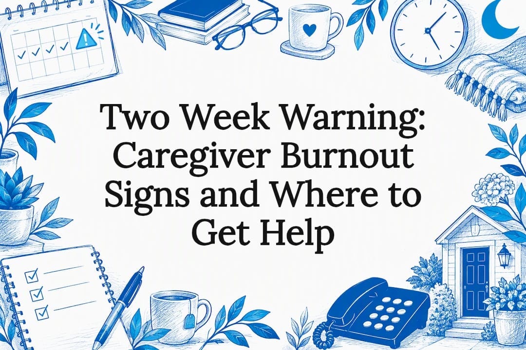 Decorative caregiver burnout title card illustration
