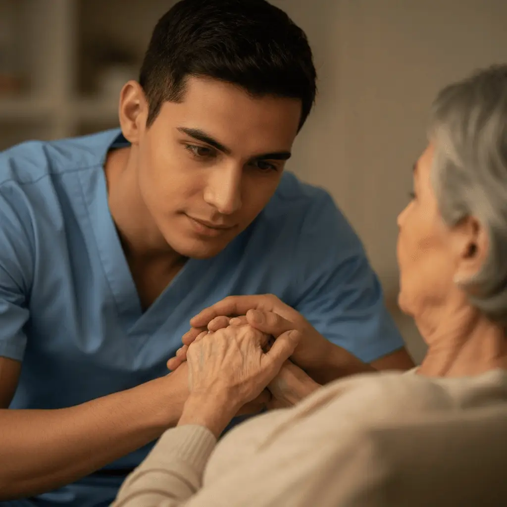 Caregiver offering compassionate companionship