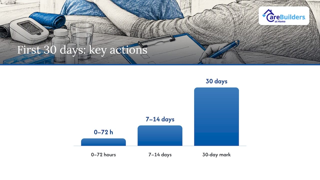 Your 0 to 30-day discharge checklist — overview diagram