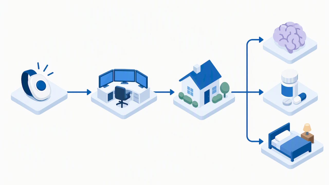 Alert monitoring linked to in-home caregiver support